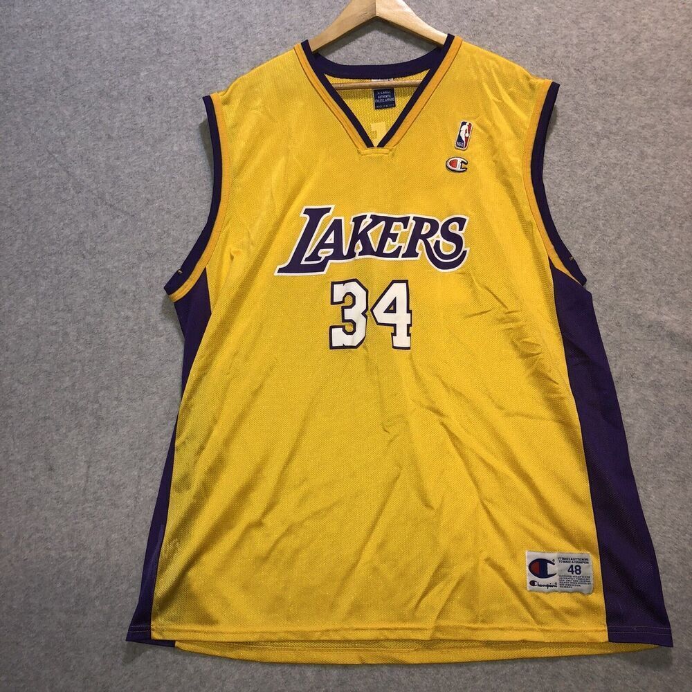 Vintage Champion Los Angeles Lakers Shaquille O'Neal Jersey Mens 48 Shaq LA
